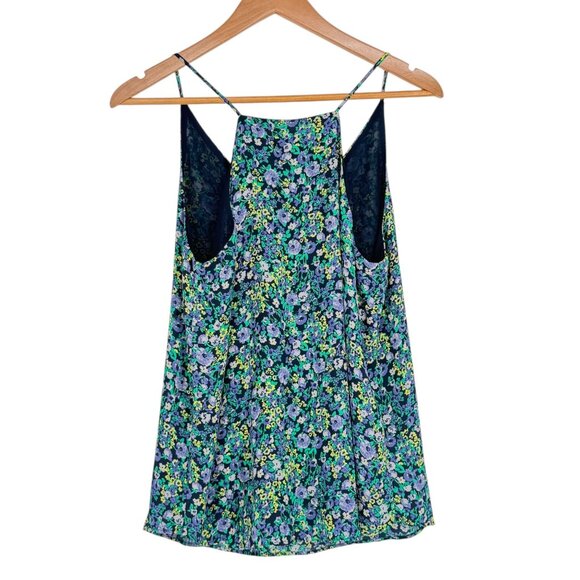 NWT Loft Womens M Micro Floral Racerback Tank Top Lined Blue Green Cottagecore - Picture 2 of 16